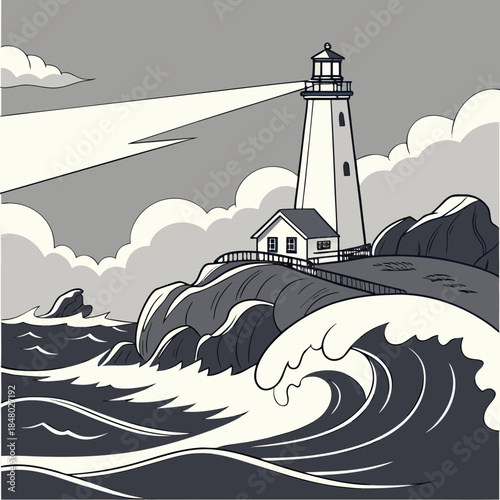 Lighthouse on rocky shore