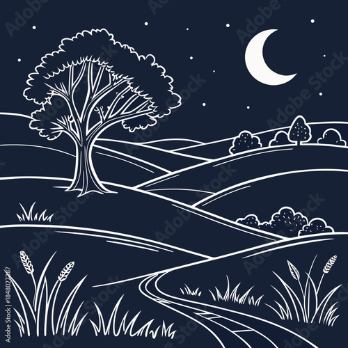 Serene night landscape