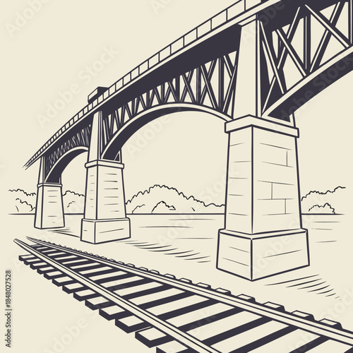 Railway bridge over calm waters