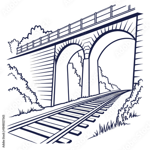 Railway track under viaduct