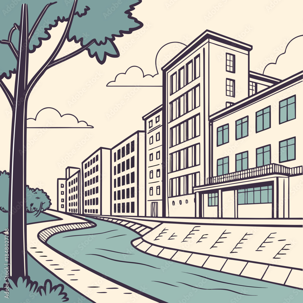 Obraz premium Urban waterfront with modern buildings