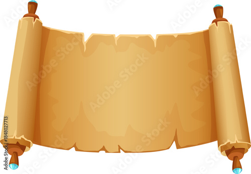 Ancient unrolled paper scroll with empty space