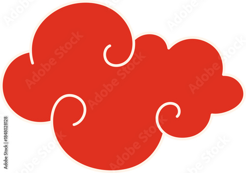 Traditional red Asian cloud symbol vector illustration