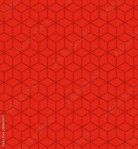 Expanding red isometric cube pattern background
