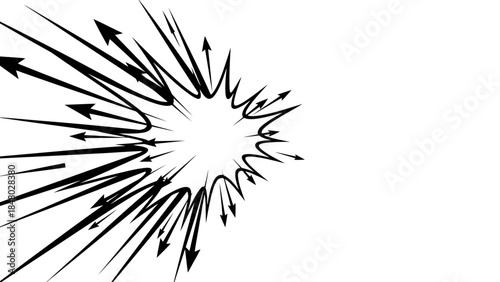 Explosion of black arrows emanating from a central point