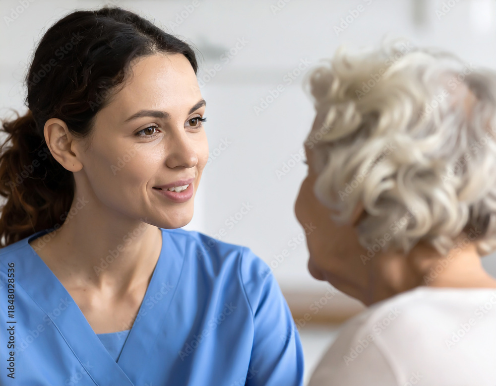 Obraz premium Opiekunka osób starszych – codzienna pomoc seniorowi