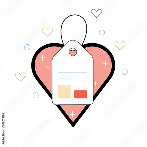 Heart Shaped Price Tag Design Vector Valentine C SVG Vector Illustration 14