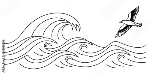 Minimal Wave And Line Abstract Illustration White (2) Vector Icon