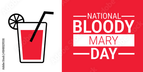 National Bloody Mary Day background, banner, card or poster design template is observed every year during January, to raise awareness about the mission. Vector illustration.