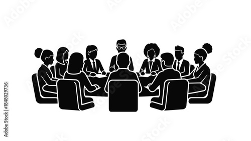 Diverse group of professionals in a meeting around a table