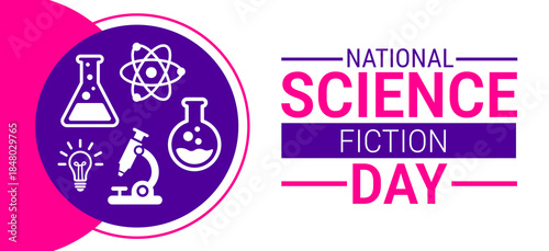 National Science Fiction Day background, banner, card or poster design template is observed every year during January, to raise awareness about the mission. Vector illustration.