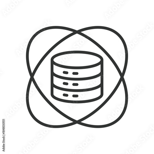 Data science icon in line design. analytics database, data research, statistics on white background vector. Data science editable stroke icon