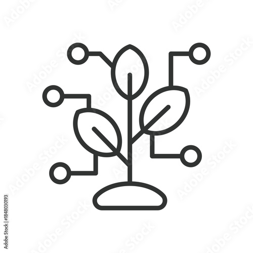 Smart farm icon in line design. agrotech, digital agriculture, smart farming technology on white background vector. Smart farm editable stroke icon
