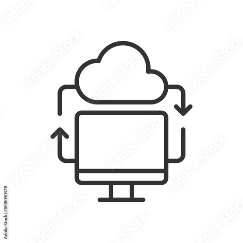 Cloud computing icon in line design. cloud services, online computing, remote infrastructure on white background vector. Cloud computing editable stroke icon
