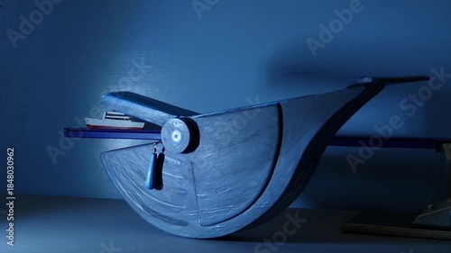 blue sperm whale slowly sways and opens its huge mouth