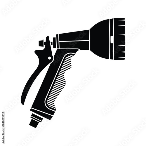 Ergonomic Water Hose Sprayer with Trigger Grip Silhouette Icon Isolated