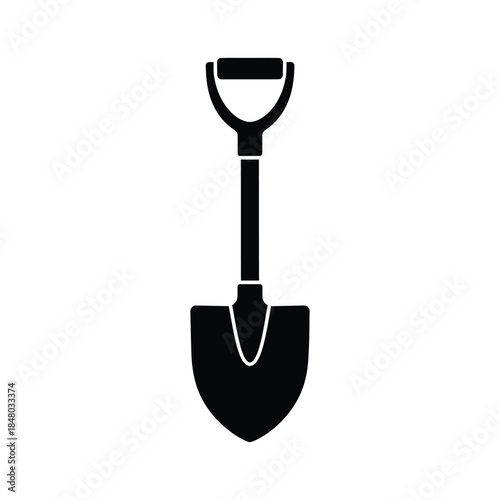 Digging Shovel Icon for Gardening and Landscaping Silhouette Isolated