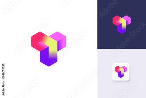 abstract circle chain icon logo design vector template