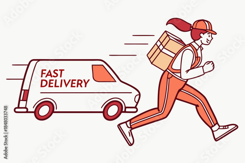 Fast Delivery Service Illustration Flat Vector W (1) Vector Icon