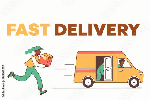 Fast Delivery Service Illustration Flat Vector W (2) Vector Icon