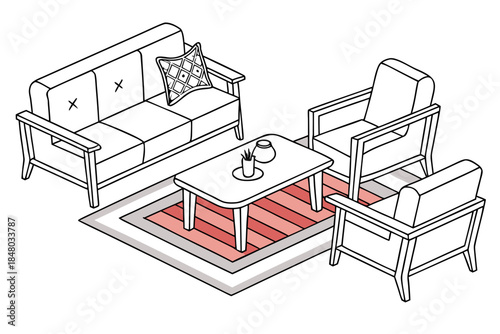 Furniture Arrangement Concept Illustration Minima (2) Vector Icon