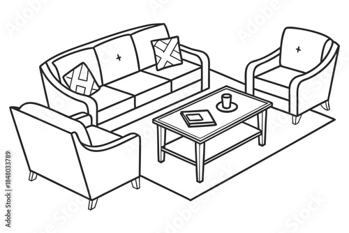 Furniture Arrangement Concept Illustration Minima (3) Vector Icon