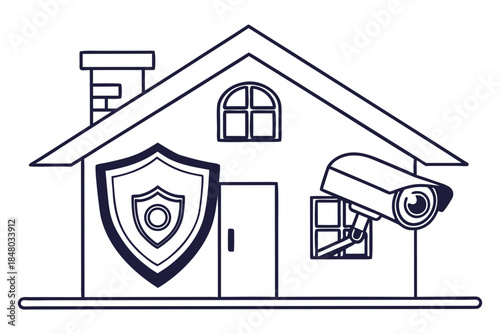 Home Security System Icon Minimal Flat Style Whi (3) Vector Icon