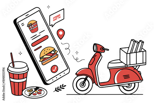 Online Food Delivery Concept Illustration Flat Ve (1) Vector Icon