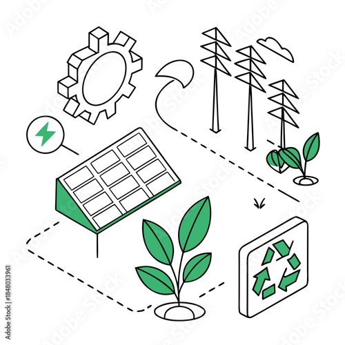 Eco Technology Abstract Illustration Modern Minim (3) Vector Icon