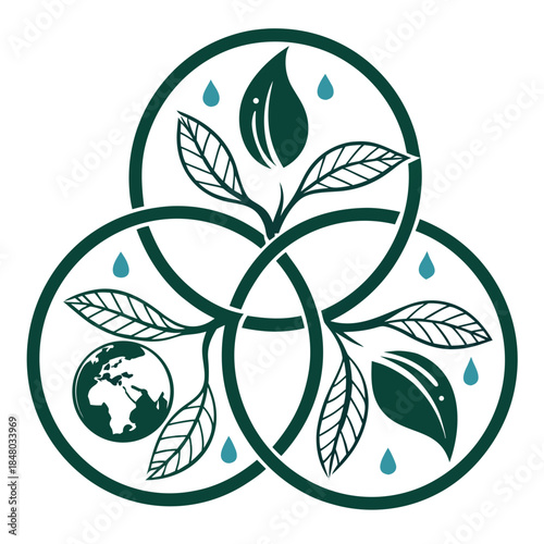 Environmental Protection Abstract Symbol White Ba Vector Icon