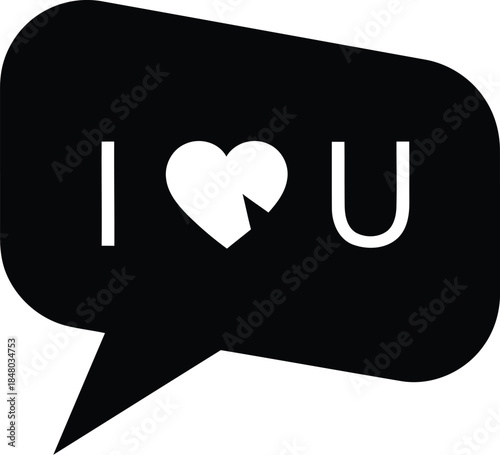 Black speech bubble with broken heart symbol