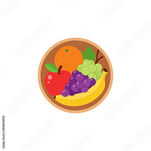 Fruit Basket Full of Colorful Fresh Assorted Fruits.