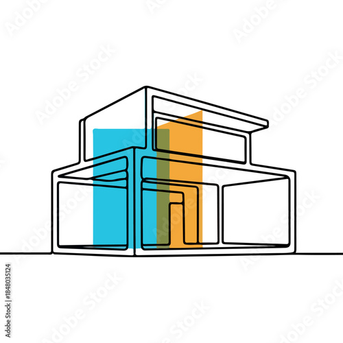 Modern Abstract Building Architectural Structure With Geometric Shapes.