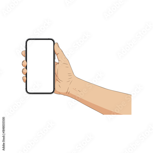 Hand Holding Smartphone With Blank Screen.