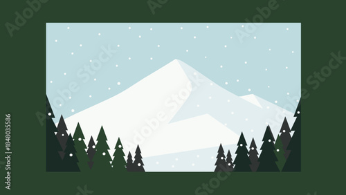 winter landscape with mountains and trees