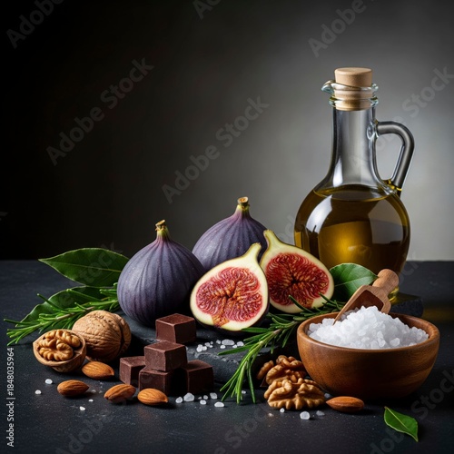 Gourmet Fig and Olive Oil Still Life