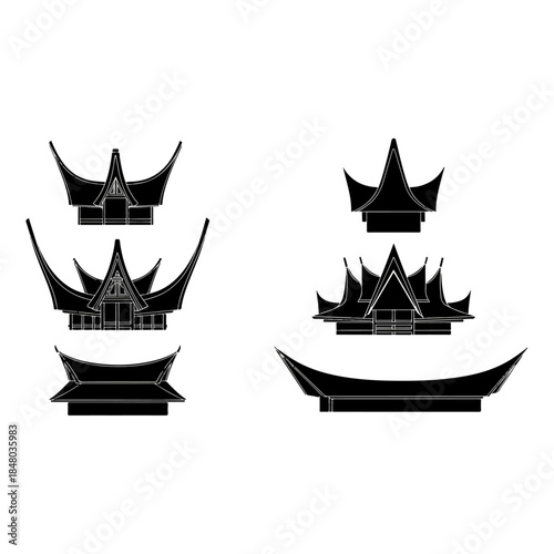 Silhouetted pagoda roofs and temple silhouettes.