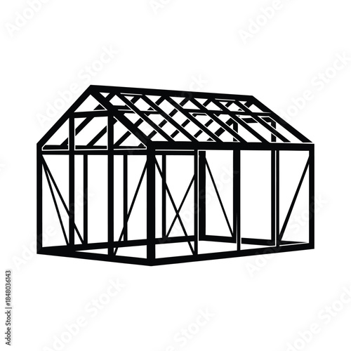 Greenhouse Frame Structure Silhouette Vector Illustration