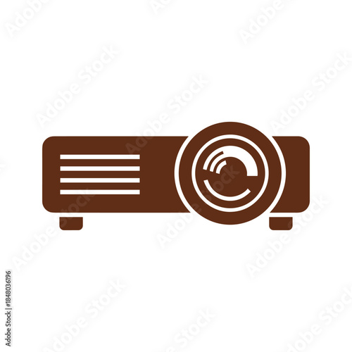 Brown projector icon on white background