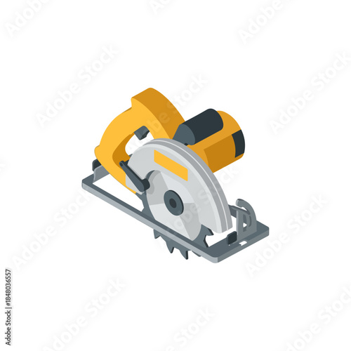 Power Circular Saw Tool with Blade and Handle.