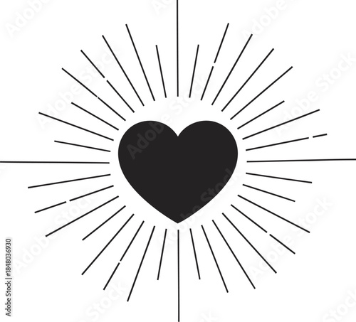 Heart symbol surrounded by radiating lines
