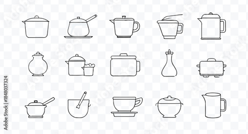 Set of 80 outline icons related to food and drink. Linear icon collection. Editable stroke. Vector illustration