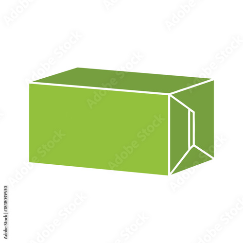 Green 3D rectangular box with white outline
