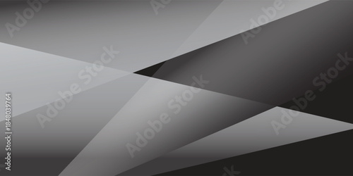 Black white dark gray abstract background. Geometric pattern shape. Line triangle polygon angle. Gradient. Shadow. Matte. 3d effect. Rough grain grungy. Design. Template. Presentation.