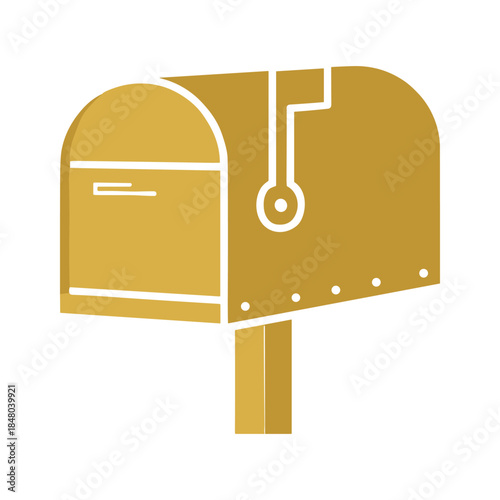 Yellow mailbox icon on white background