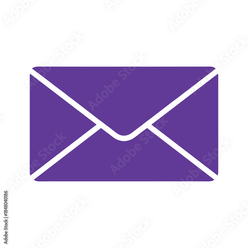 Purple envelope icon on white background