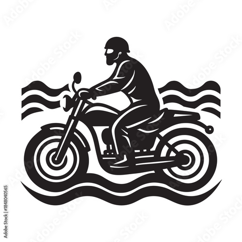 Old School Biker On Coastal Highway