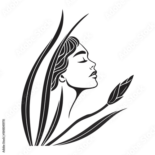 Silhouette of a woman with long hair