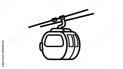 Cable Car Icon: A sleek cable car glides effortlessly across the lines, suggesting the thrill of aerial journeys and panoramic views. 