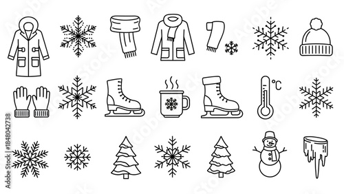Winter Icons: Collection of Winter Elements - Embrace the enchantment of winter with this delightful arrangement of icon, capturing the season's unique charm